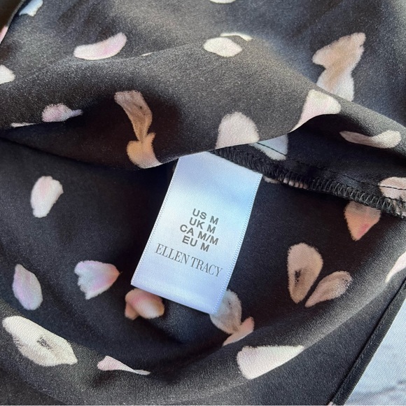 Ellen Tracy Black Print Flowy Blouse Medium - Picture 4 of 11
